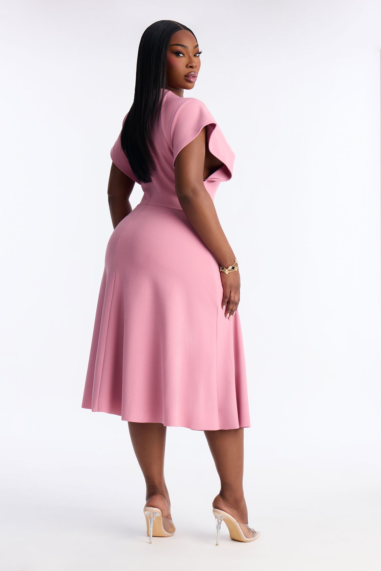 Emerie A Line Midi Dress - Mauve