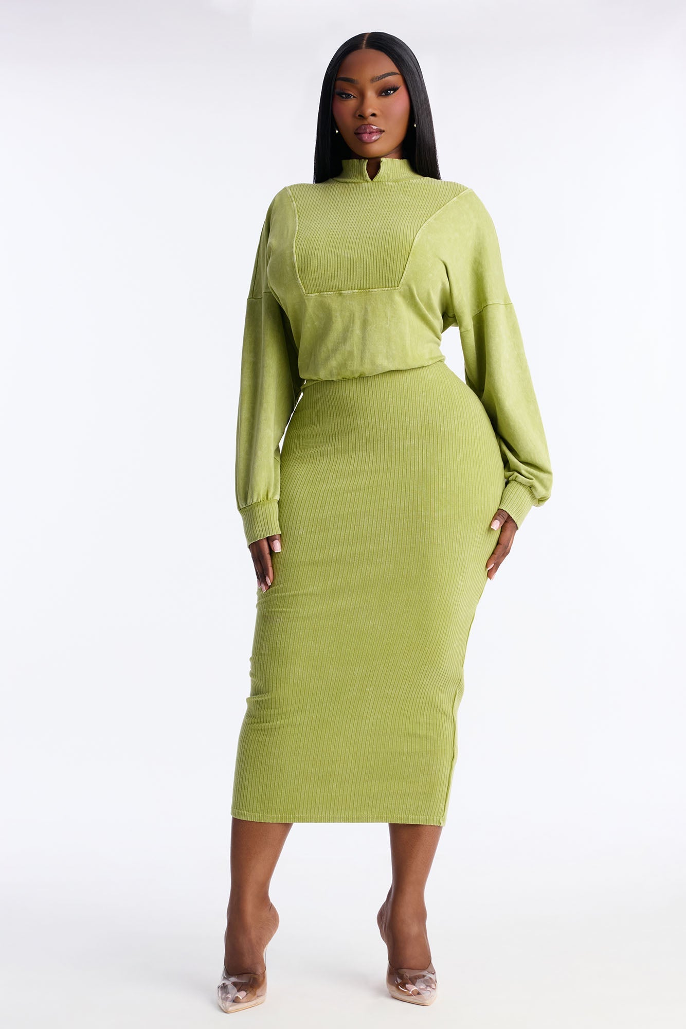 Chey Sweater Midi Dress - Sage