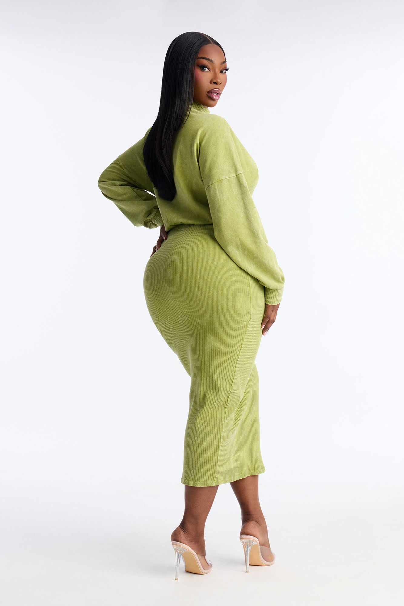Chey Sweater Midi Dress - Sage