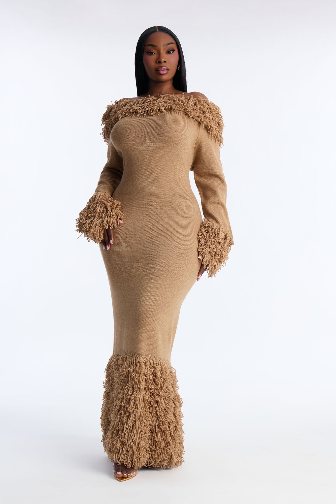 Fireside Shag Sweater Maxi Dress - Taupe