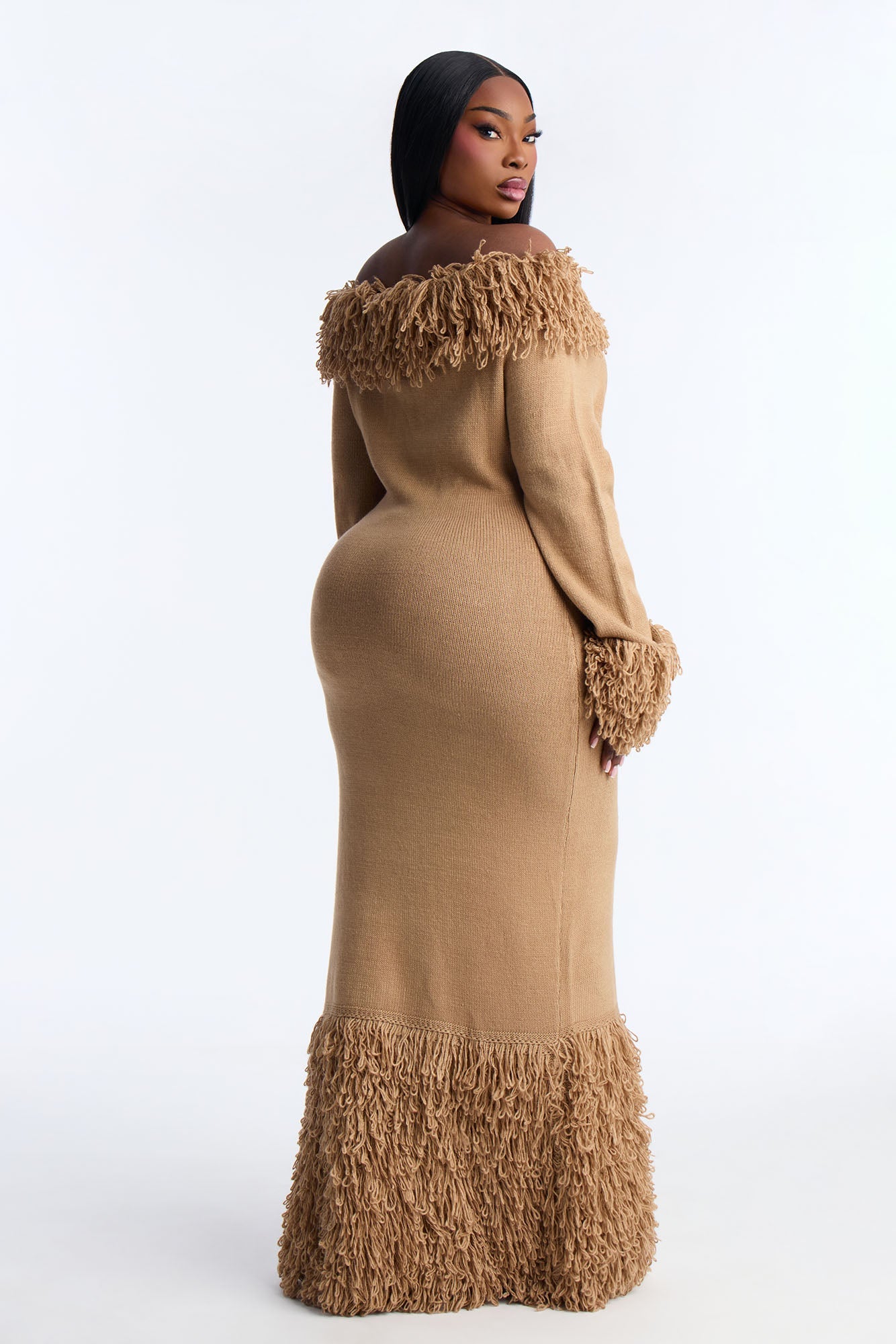 Fireside Shag Sweater Maxi Dress - Taupe