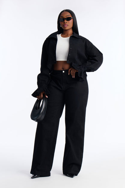 Mianna Twill Jacket Pant Set - Black