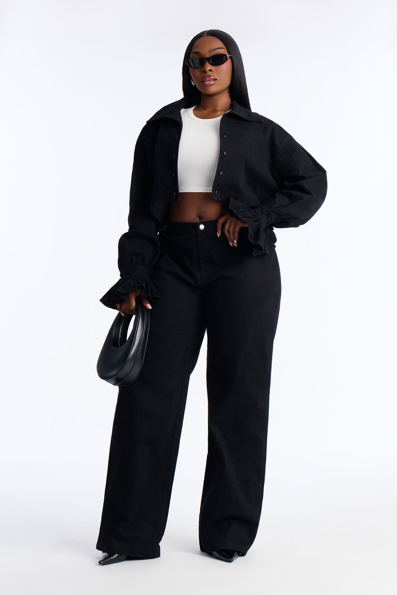 Mianna Twill Jacket Pant Set - Black