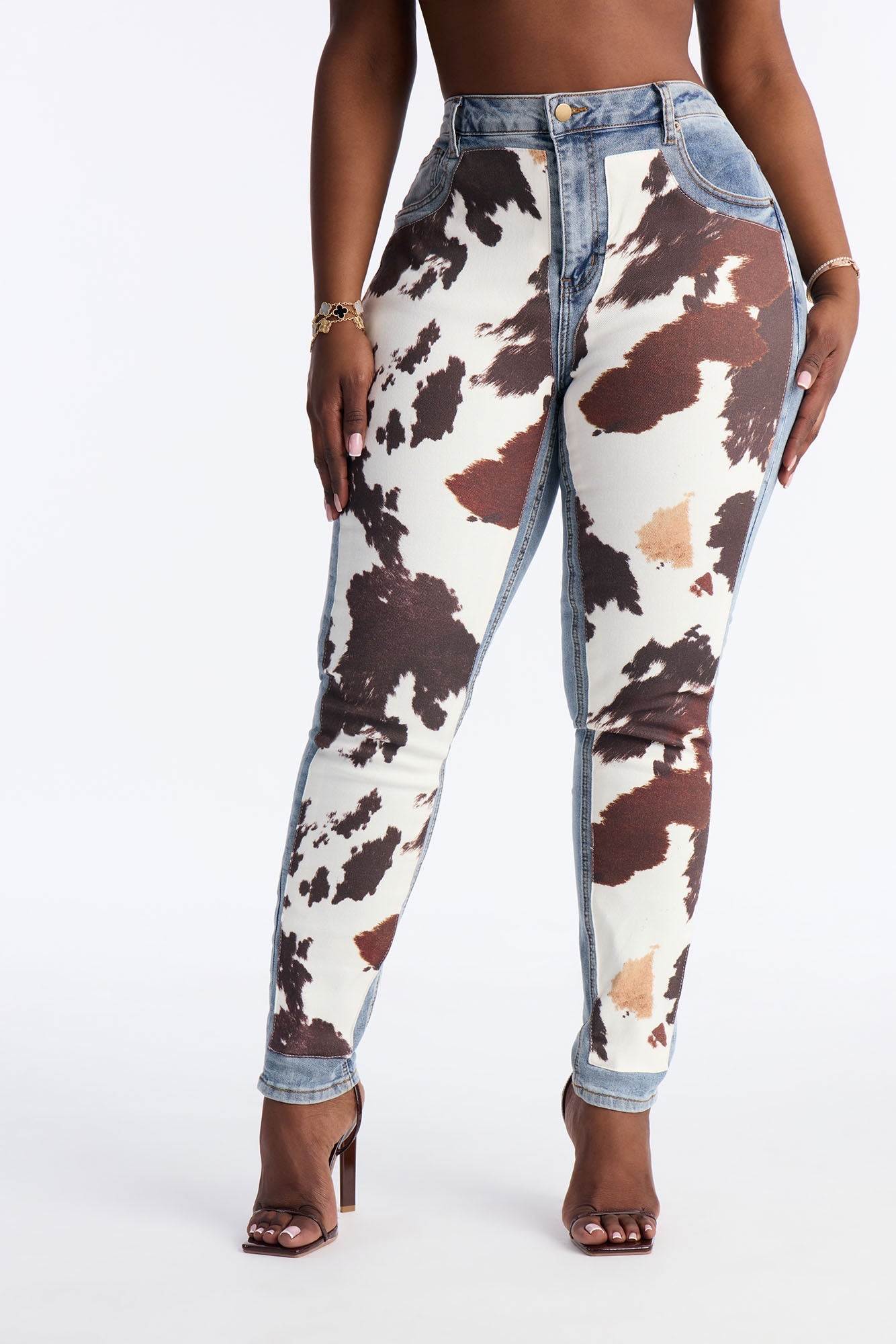 Spotted In Town Animal Print Skinny Jeans - Medium Wash