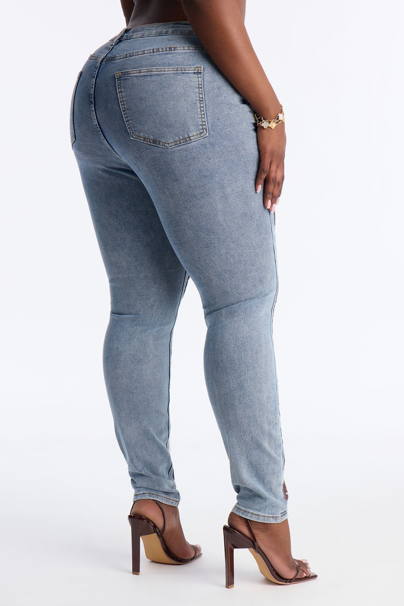 Spotted In Town Animal Print Skinny Jeans - Medium Wash