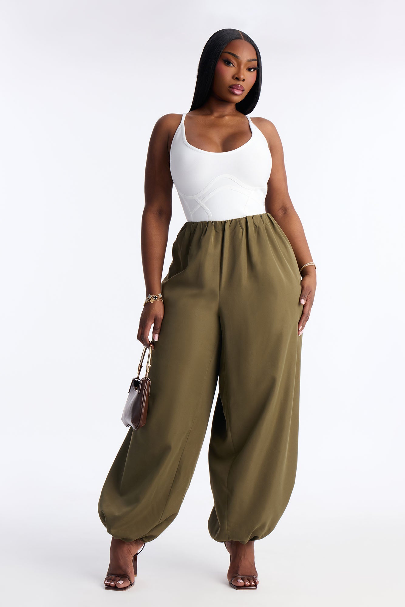 Ember Poplin Balloon Jogger Pant 31″ - Olive