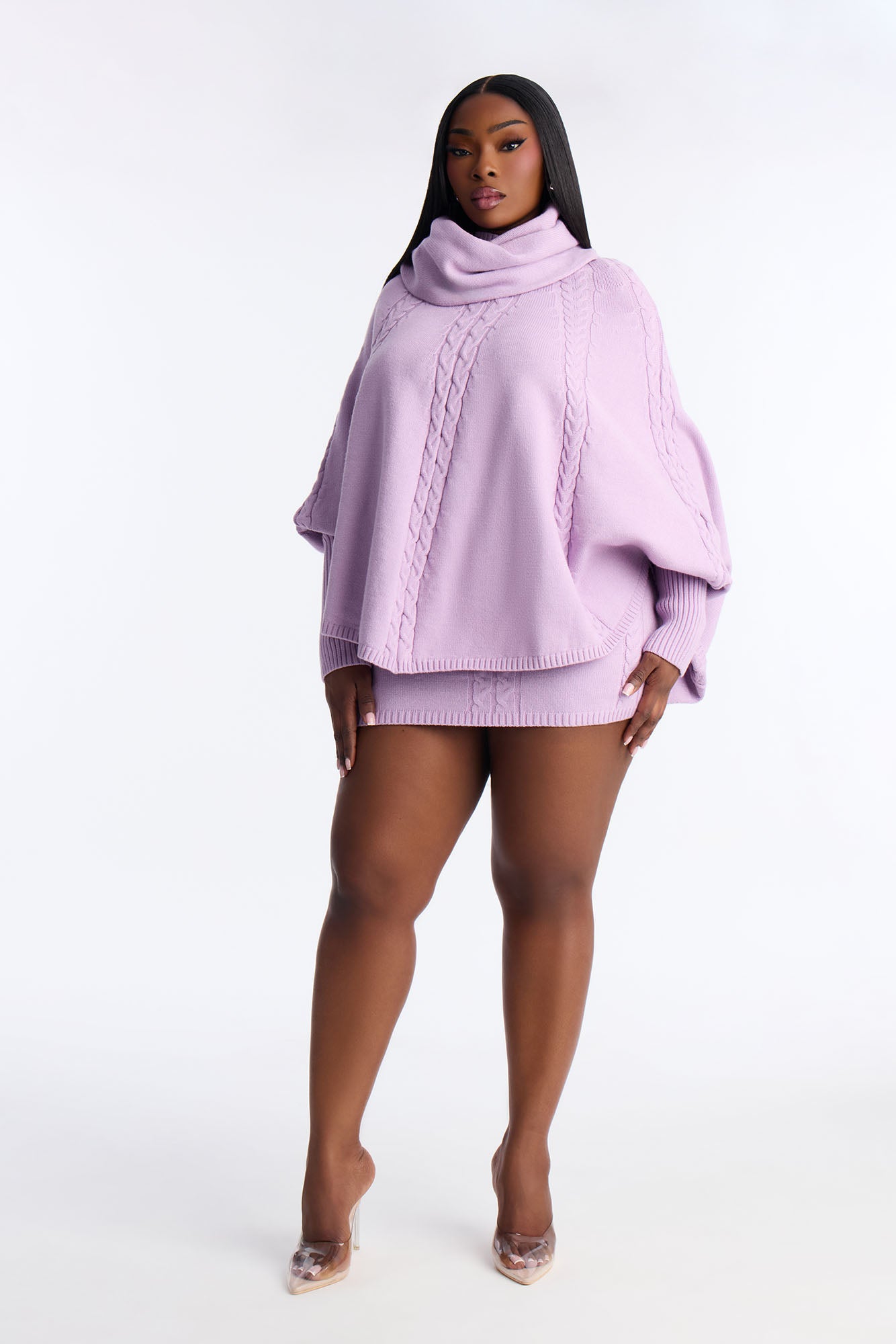Bundle Me Up 3 Piece Sweater Skirt Set - Lilac