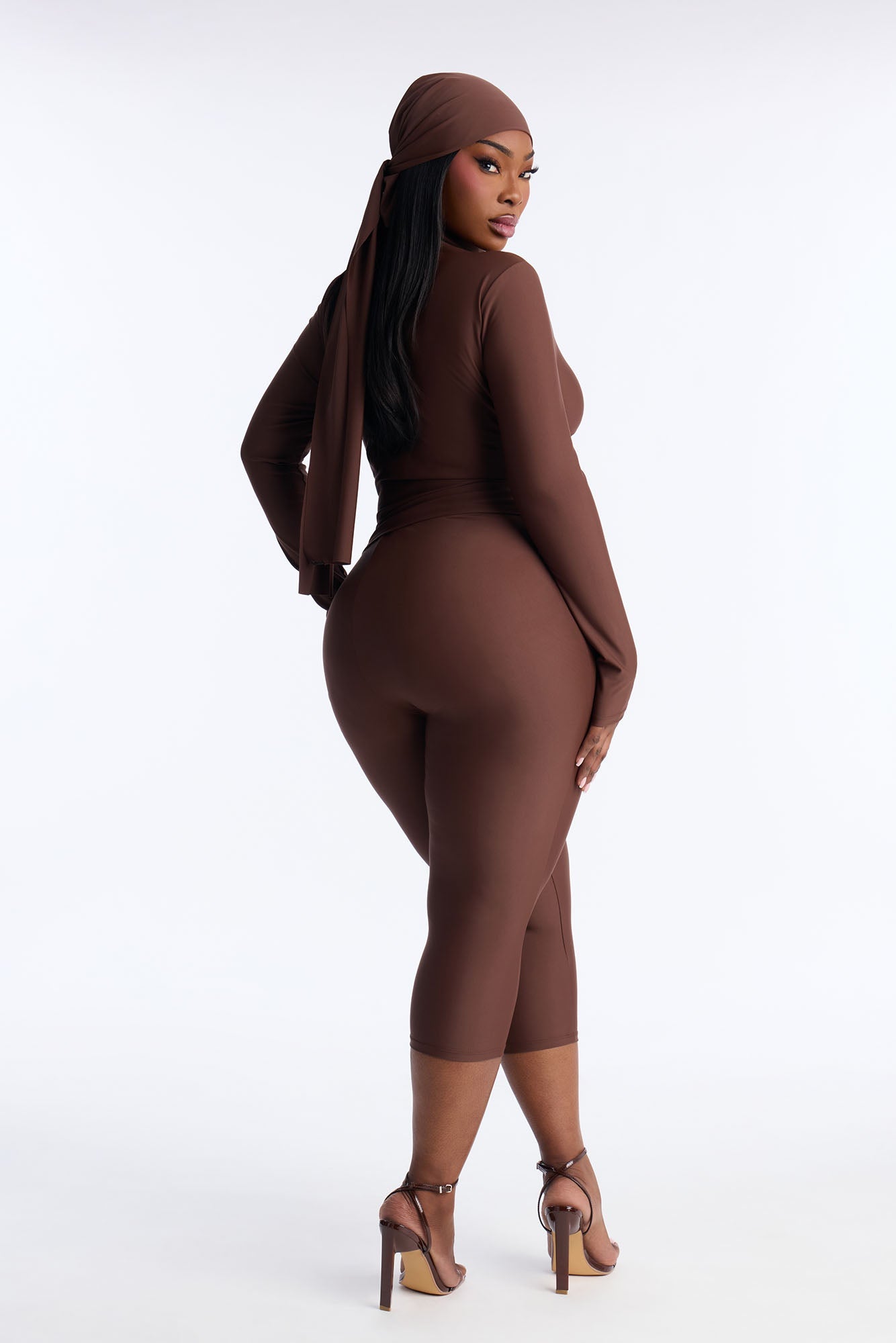 Isabelle Matte Tricot 3 Piece Capri Set - Chocolate