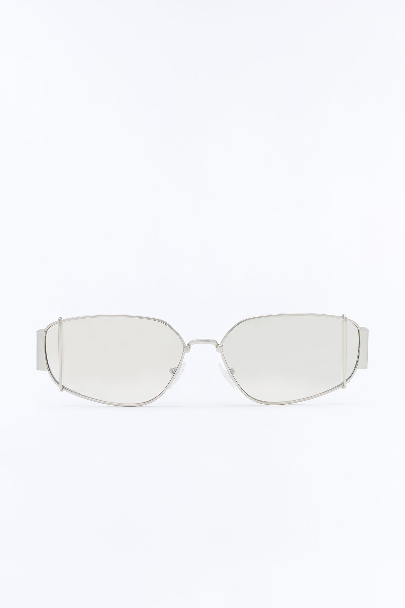 Strike Round Matte Metal Frame Sunglasses - Silver