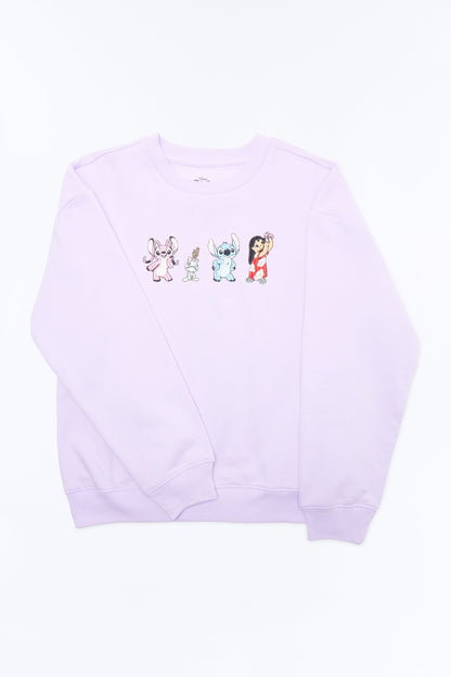 Mini Stitch And His Ohana Front/Back Crew Neck Sweatshirt - Ivory