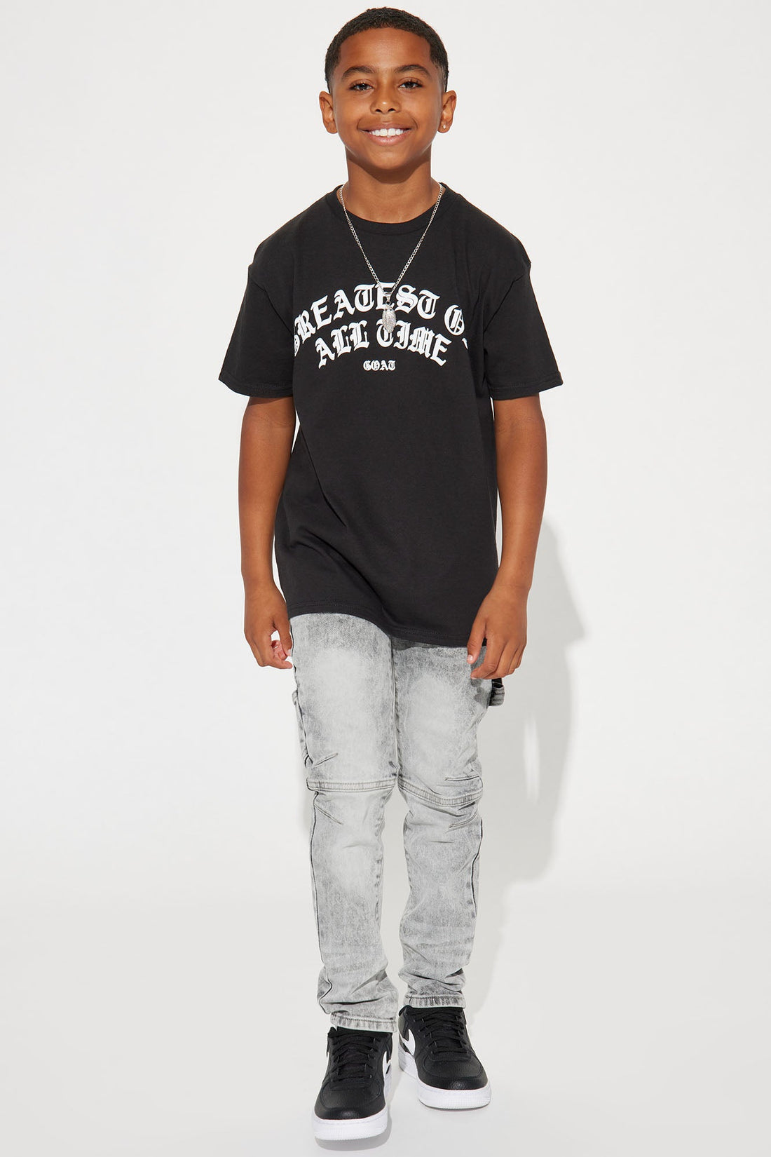 Mini The Greatest Goat Of All Time Oversized Short Sleeve Tee - Black
