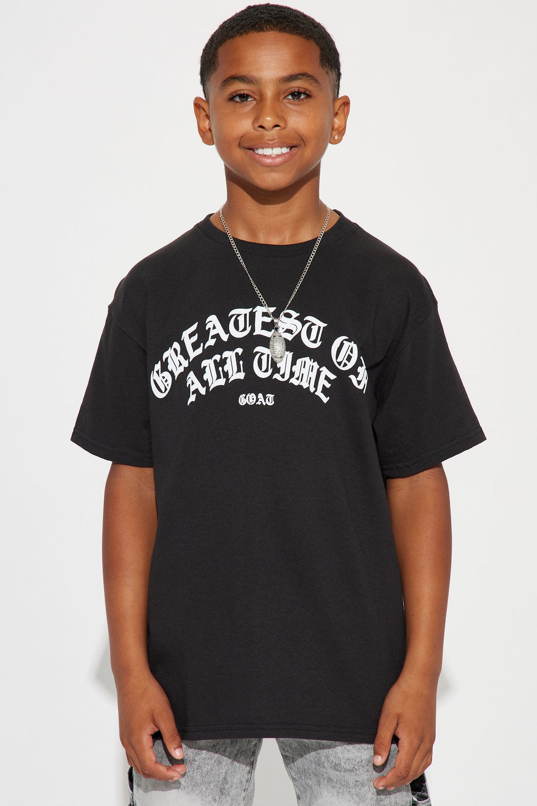 Mini The Greatest Goat Of All Time Oversized Short Sleeve Tee - Black