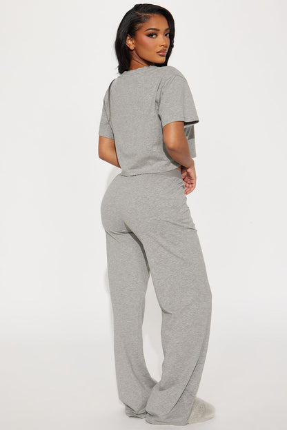 FN Mood Cotton PJ Pant Set - Heather Grey