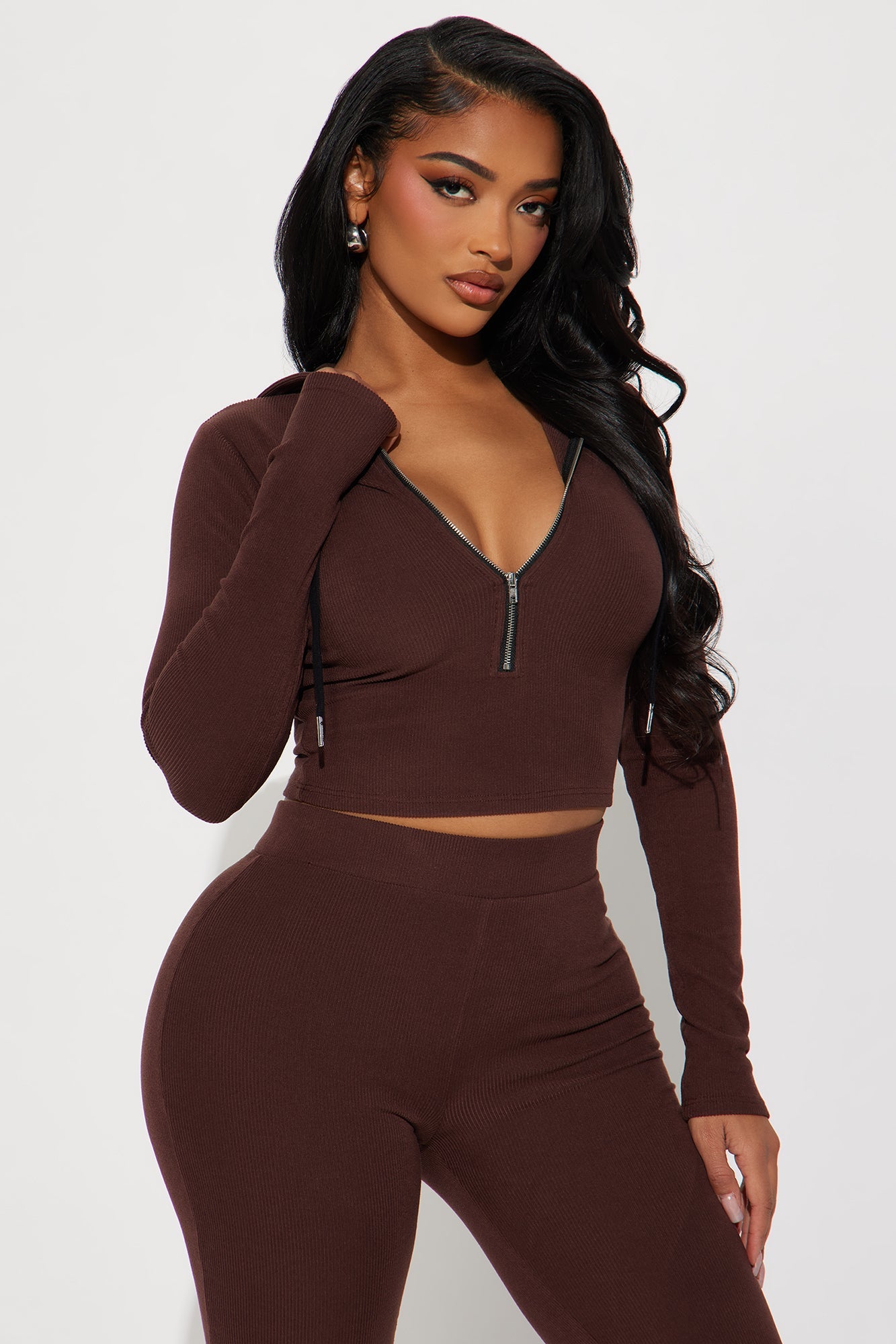 On To Go Hoodie Pant Set - Brown