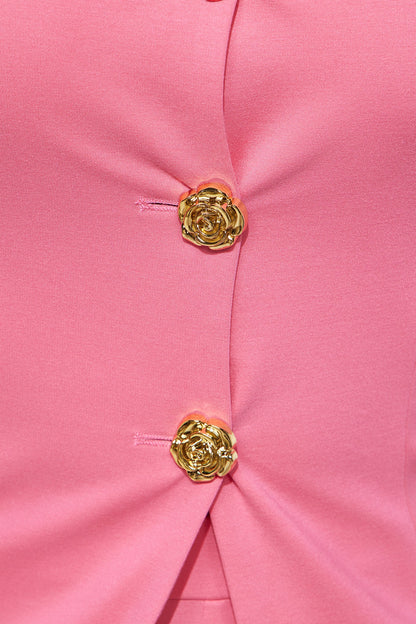 The Mia Double Lined Ponte Vest Pant Set - Pink