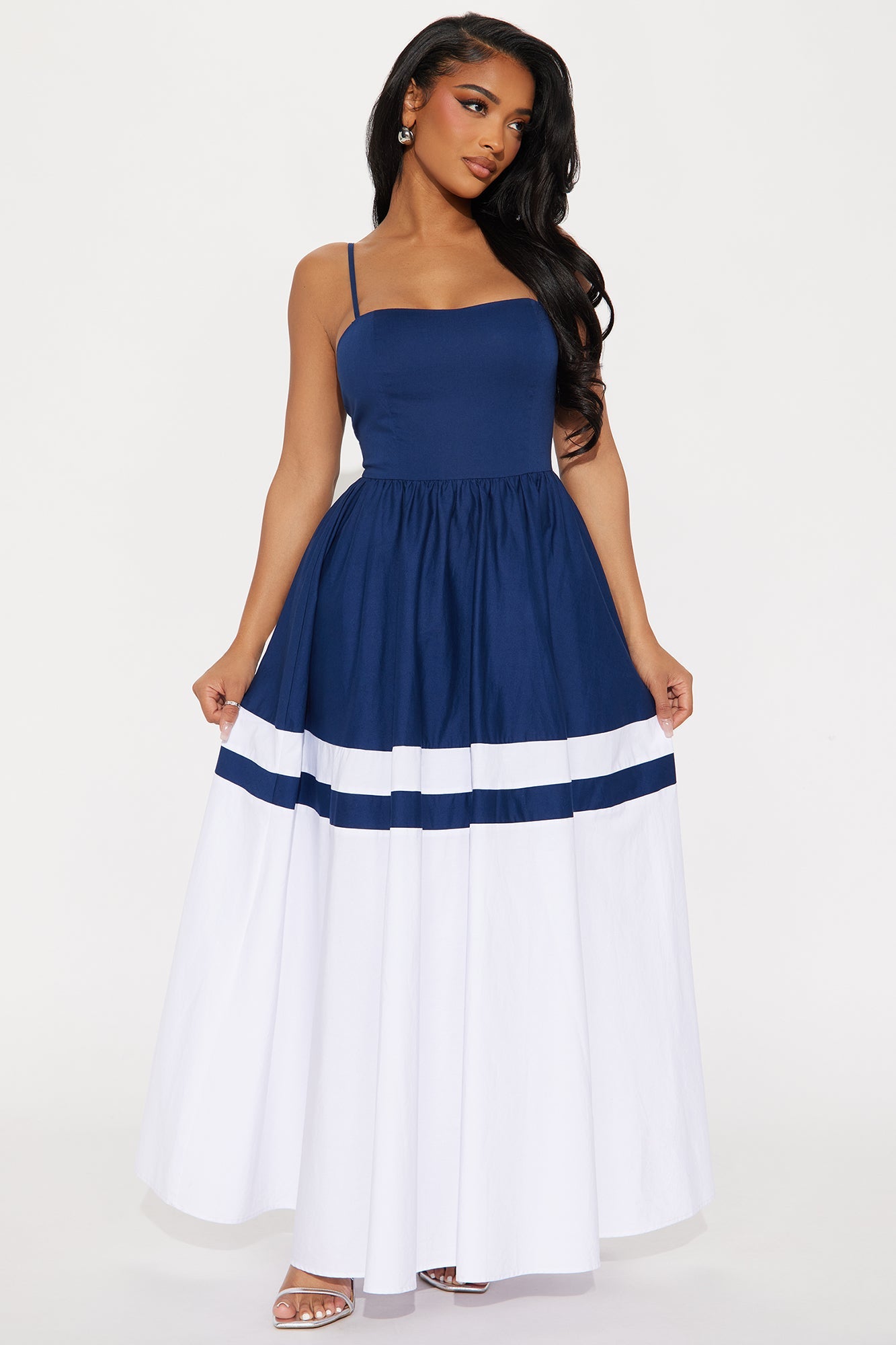 Susie Poplin Maxi Dress - Navy/combo