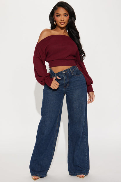 Halle Off Shoulder Top - Burgundy