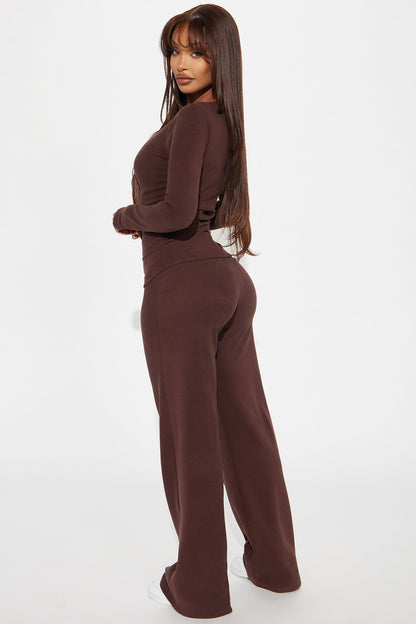 Maya Off Shoulder Pant Set - Brown