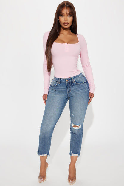 Stephanie Henley Long Sleeve Top - Pink