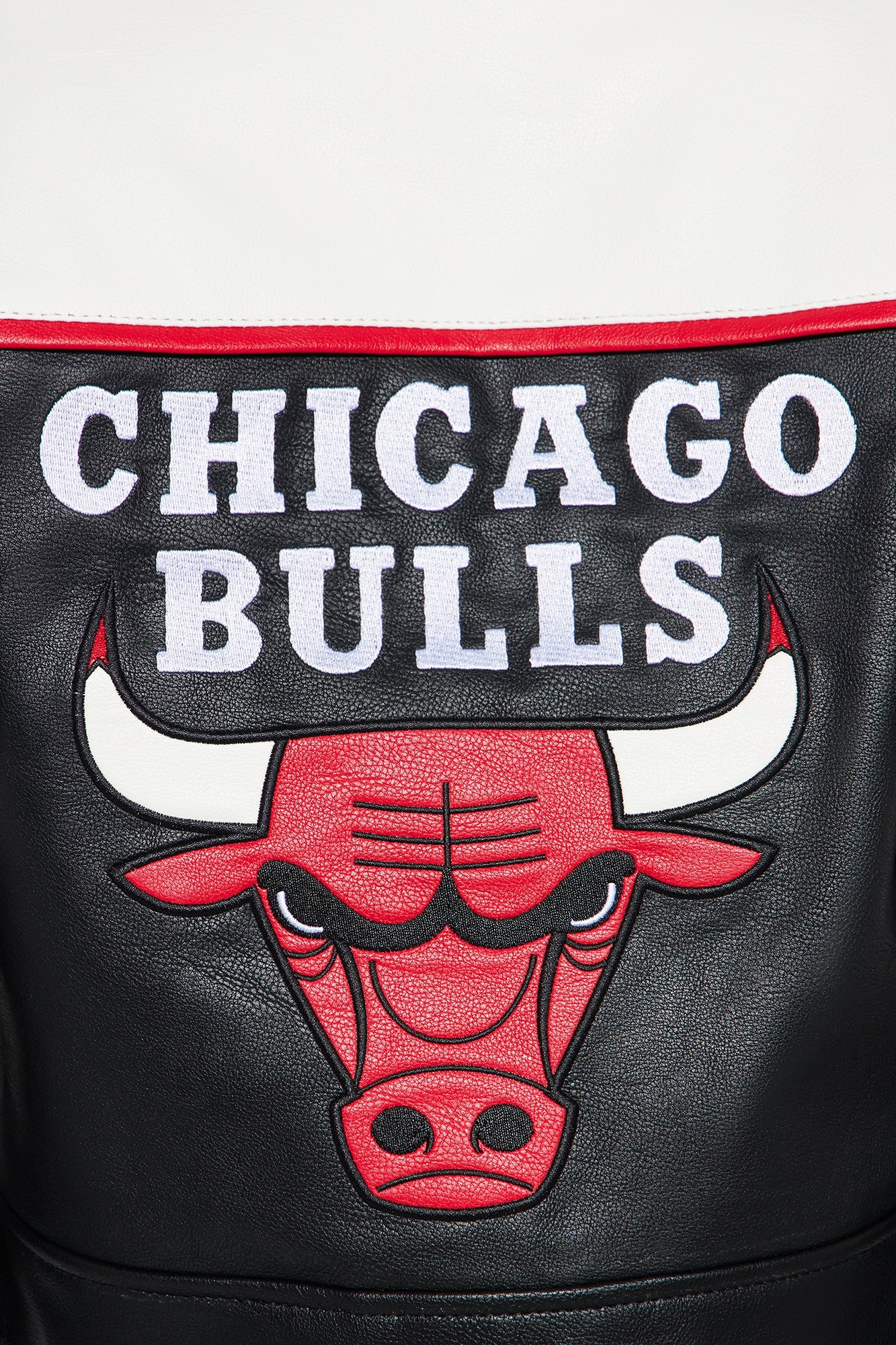 Bulls Defense Faux Leather Jacket - White/Black