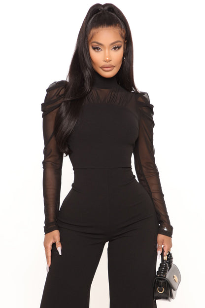 Keep It Classy Mesh Jumpsuit - Black