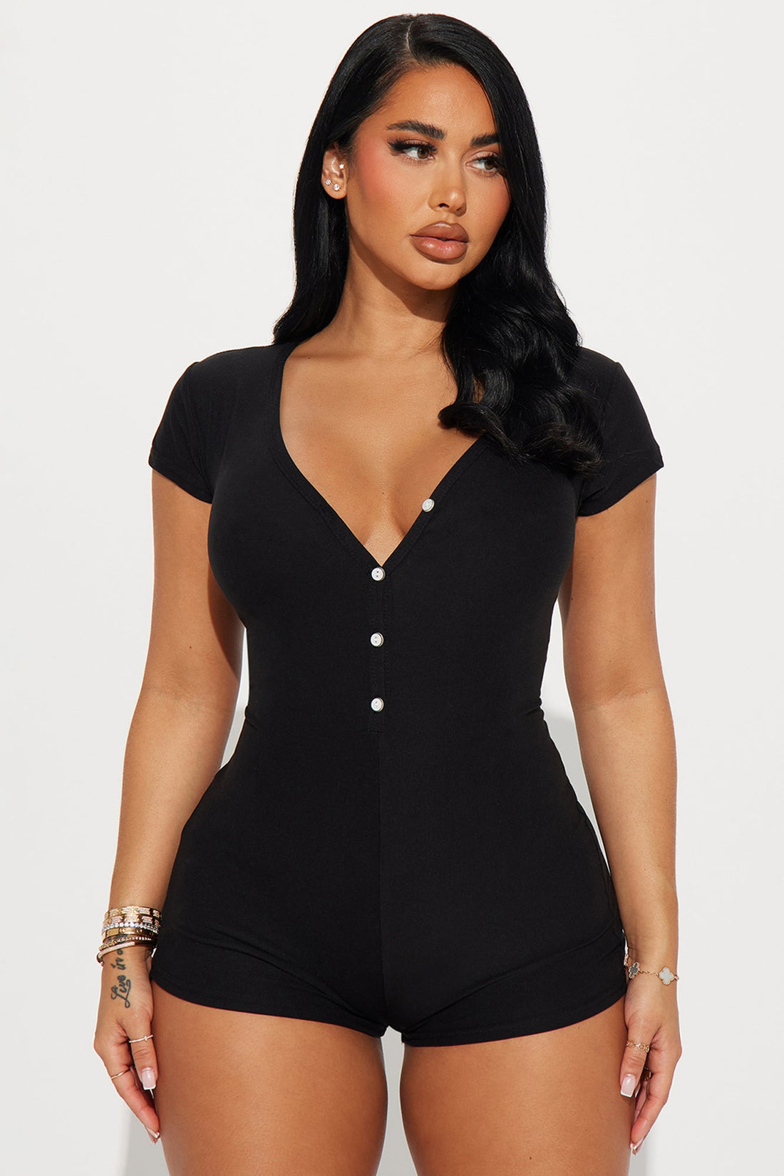Kiss Me PJ Romper Onesie - Black
