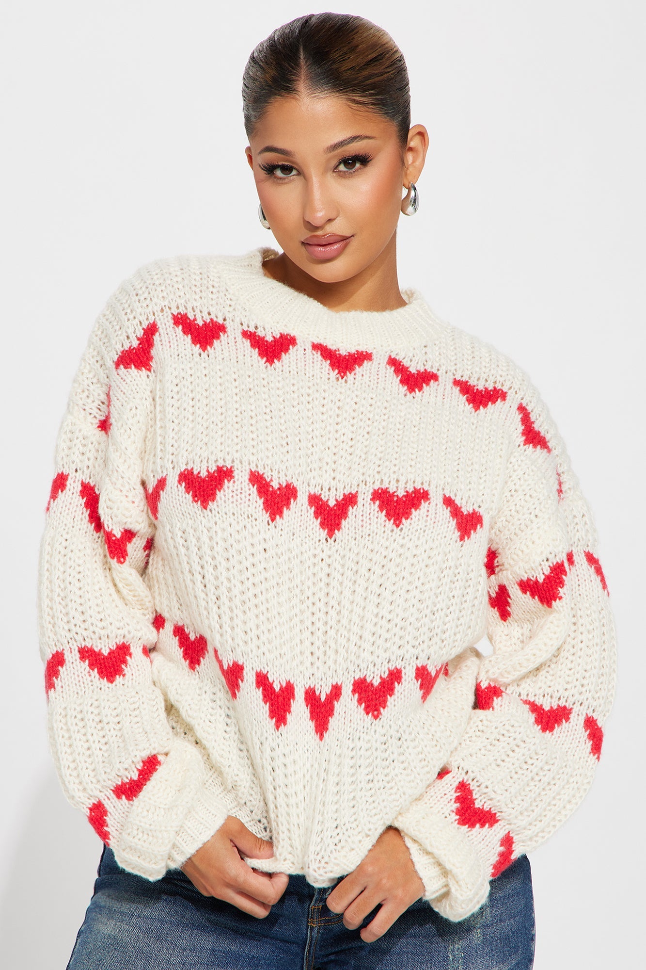 Sweetest Love Sweater - Red/White