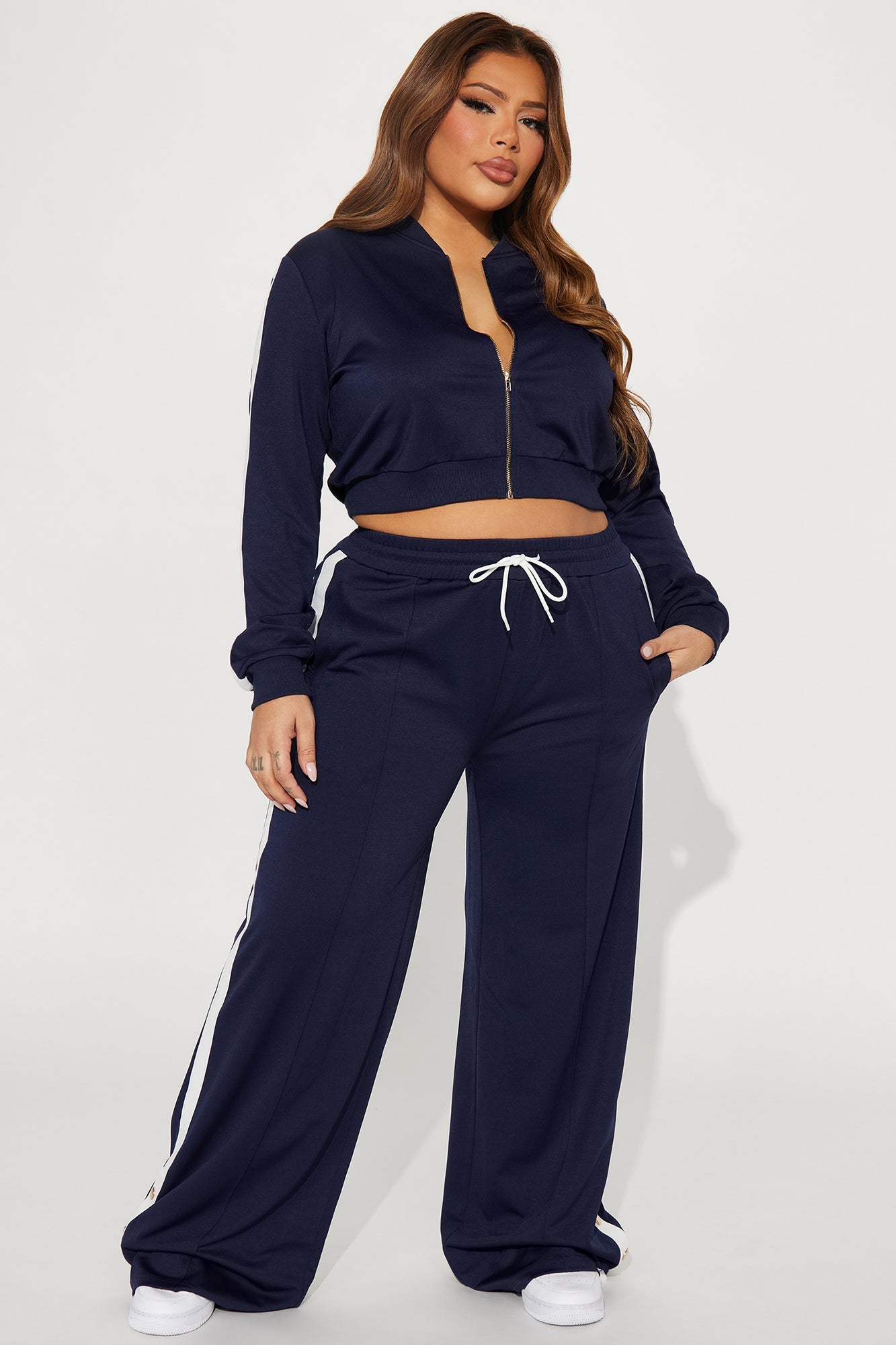 Hanging Out Later Track Pant Set - Navy