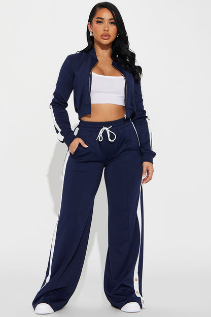 Hanging Out Later Track Pant Set - Navy