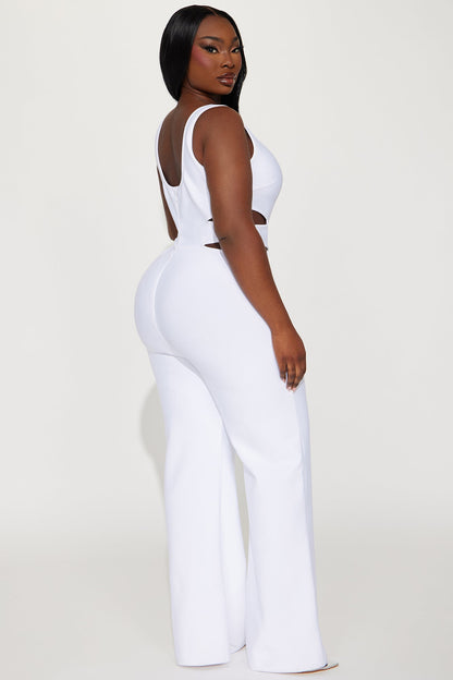 On The Stage Bandage Jumpsuit - White
