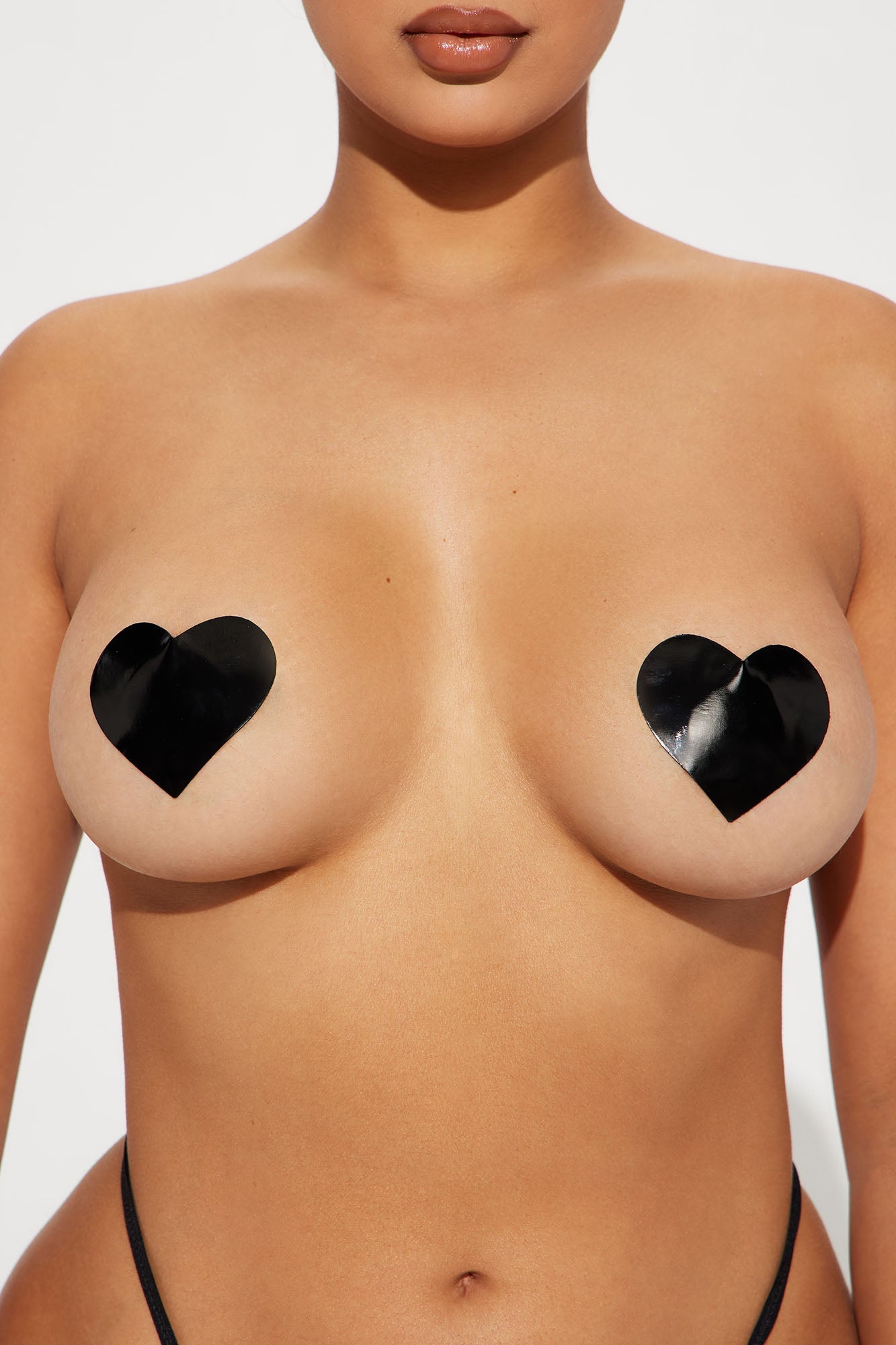 Wild Love Vinyl Heart Nipple Cover Pasties - Black