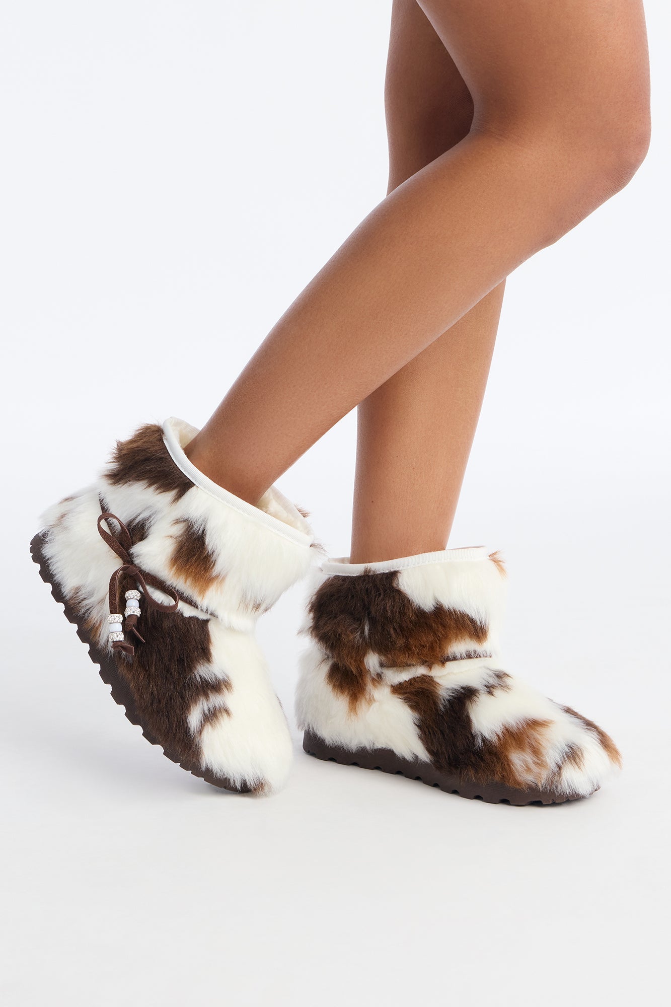 Buck Faux Fur Booties - Brown/combo