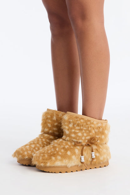 Buck Faux Fur Booties - Tan