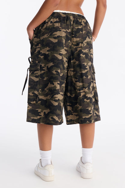 Cool Girl Boxer Waistband Camo Bermuda Short - Camouflage
