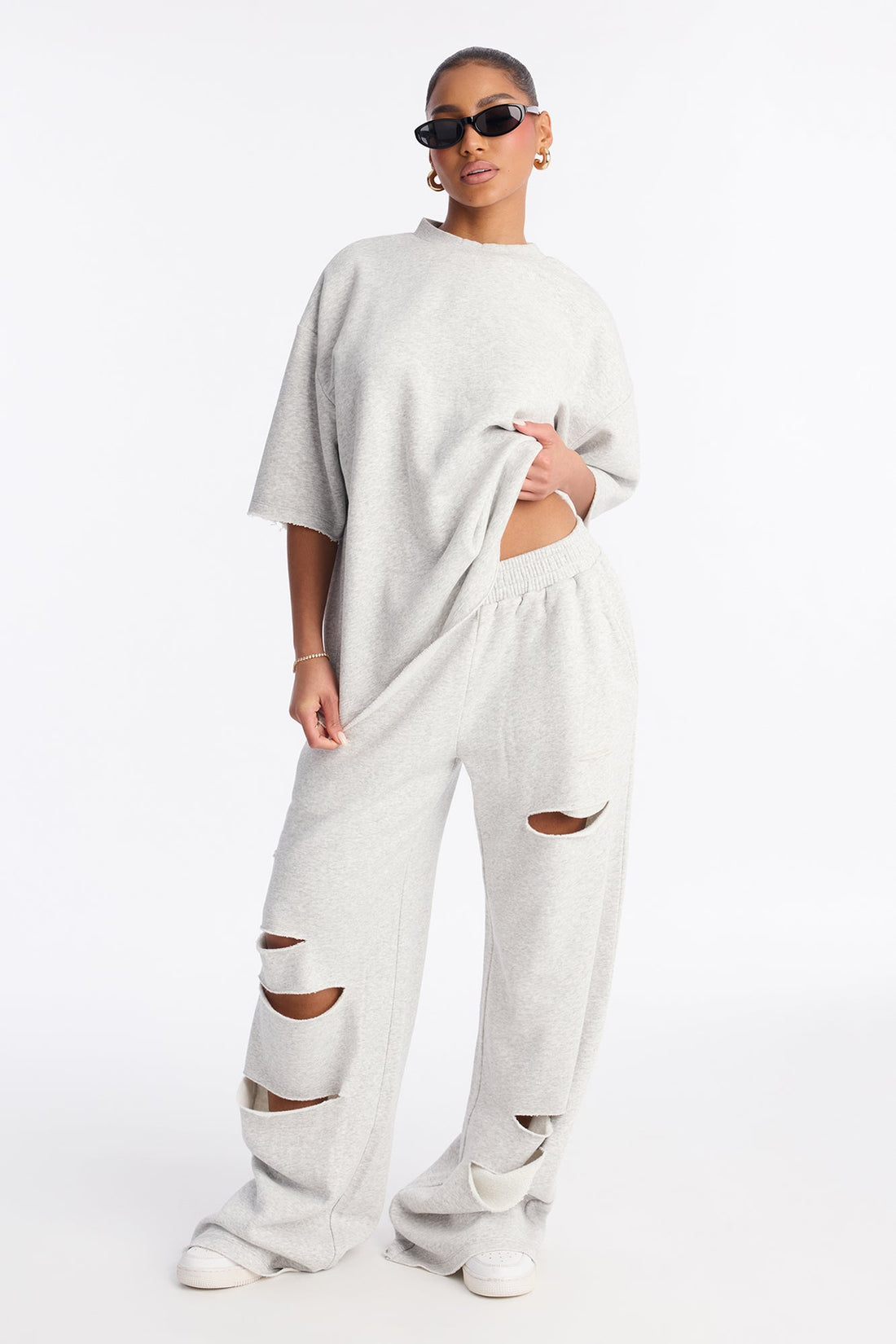 The Crew Fleece Distressed Sweatpants - Heather Grey