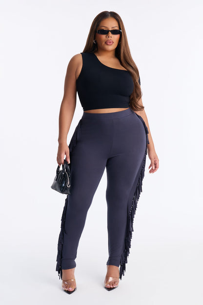Shake It Like a Fringe Shaker Legging - Charcoal