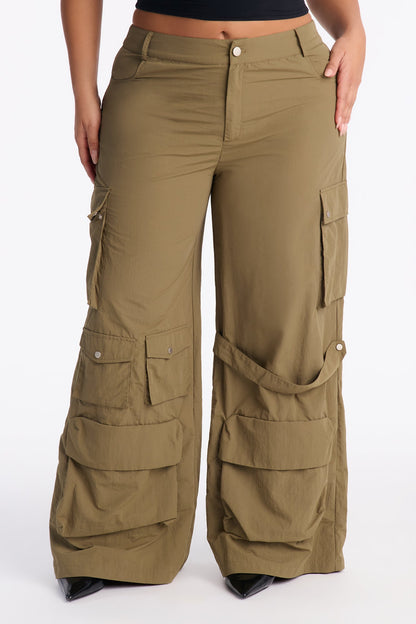 Tula Cargo High Rise Wide Leg Pant 32″ - Olive