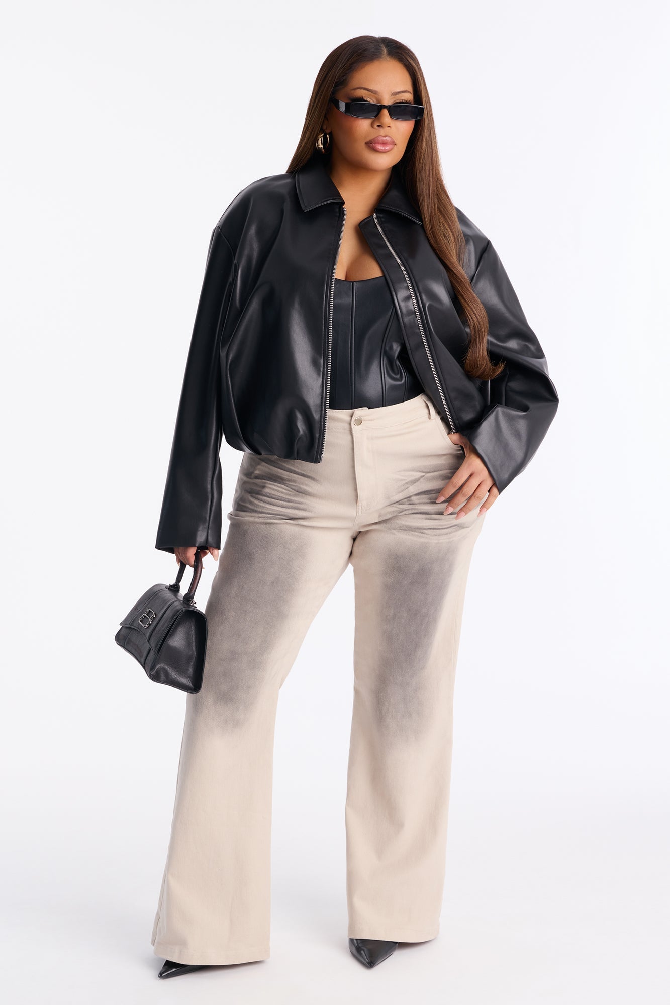 Stacey High Rise Washed Flare Pant 32″ - Grey/combo