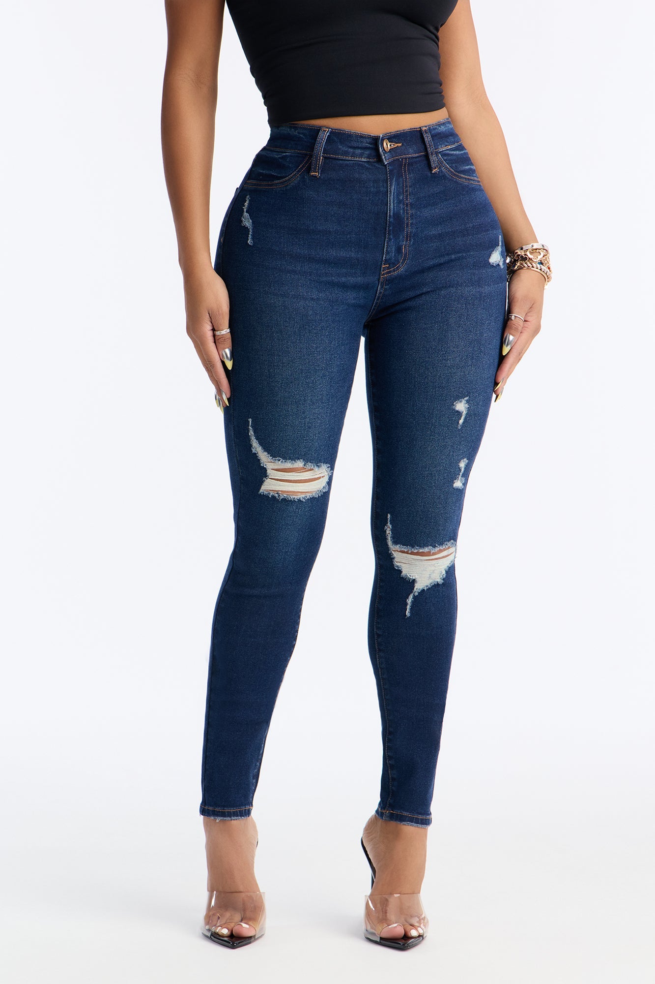 Living Life High Stretch Skinny Jeans - Dark Wash