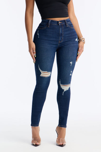 Living Life High Stretch Skinny Jeans - Dark Wash