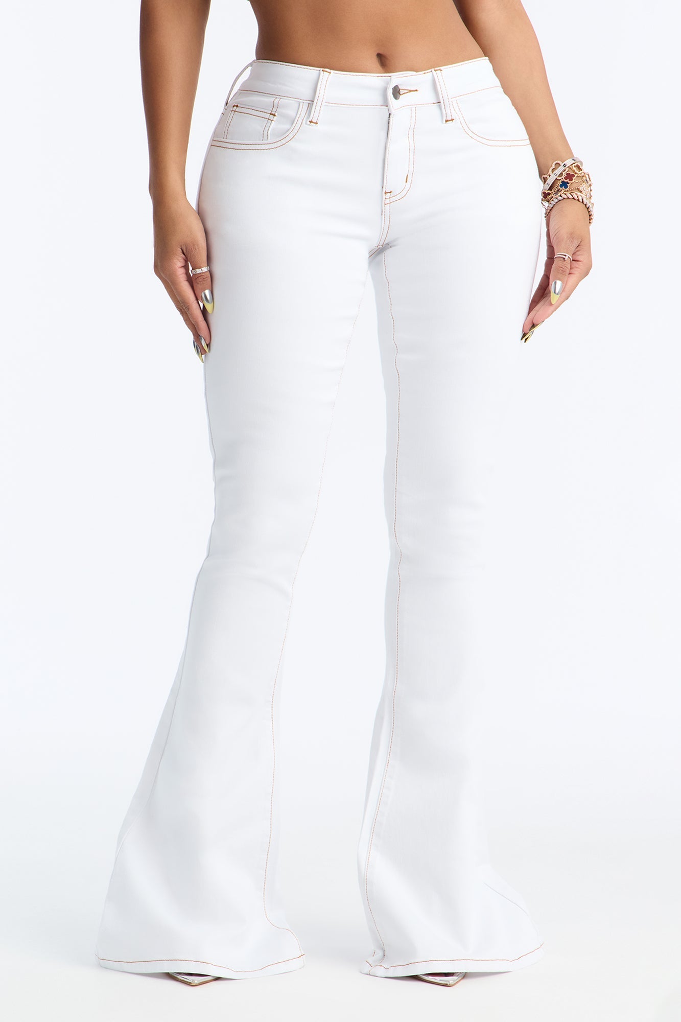 Clean Slate Stretch Flare Leg Jeans - White