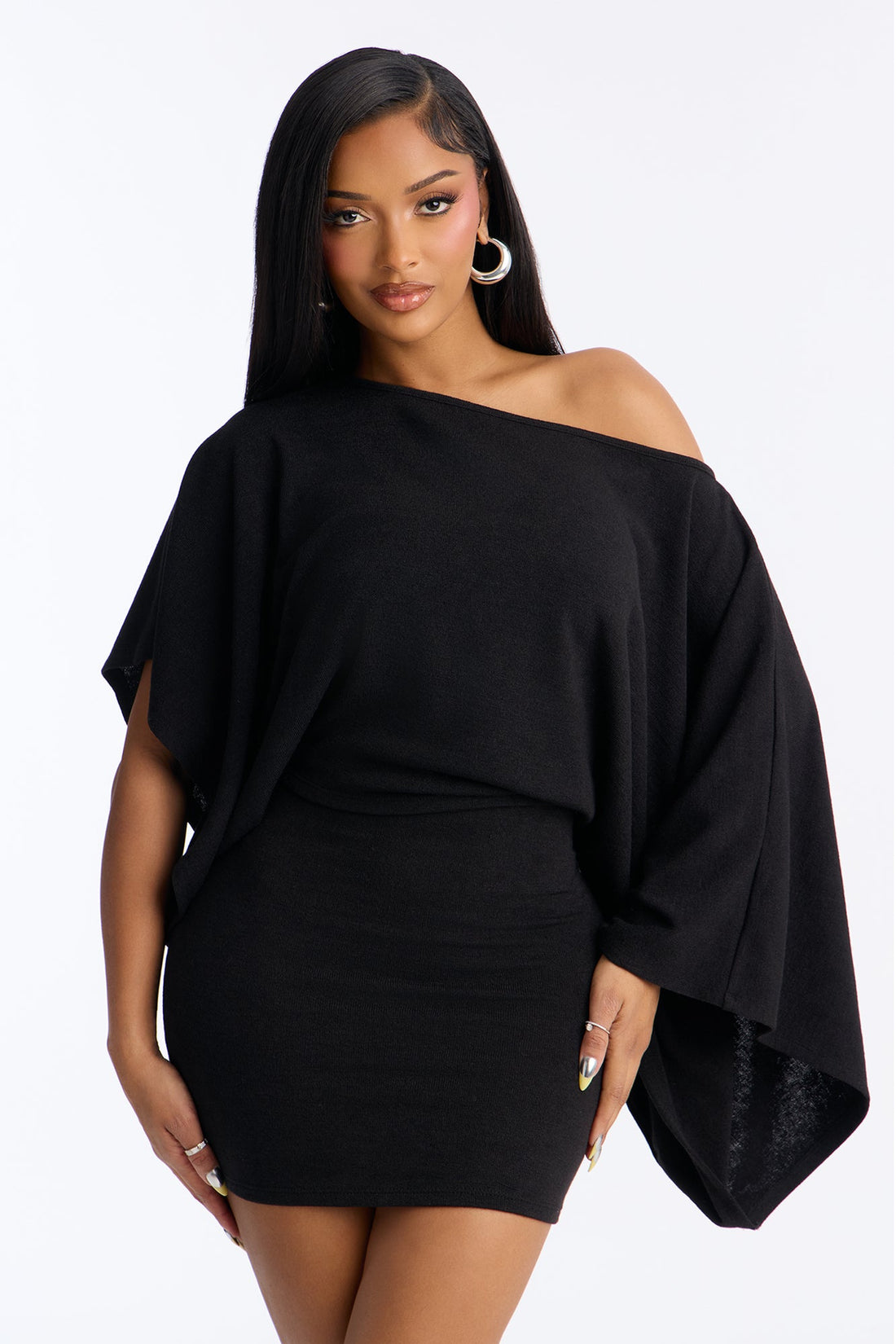 Isabella Strapless Sweater Mini Dress Set - Black