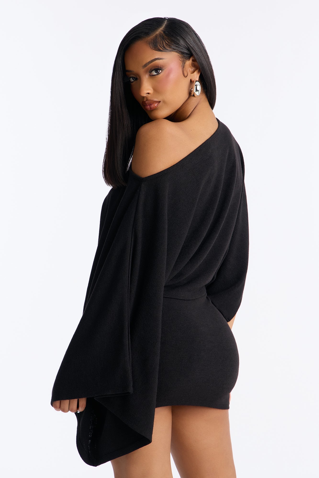 Isabella Strapless Sweater Mini Dress Set - Black