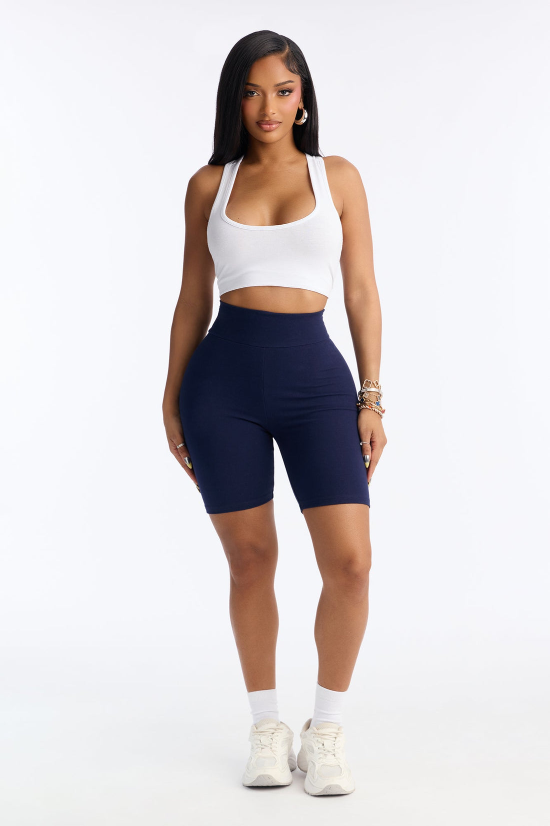 Quinn High Rise Everyday Cotton Biker Short 7″ - Navy