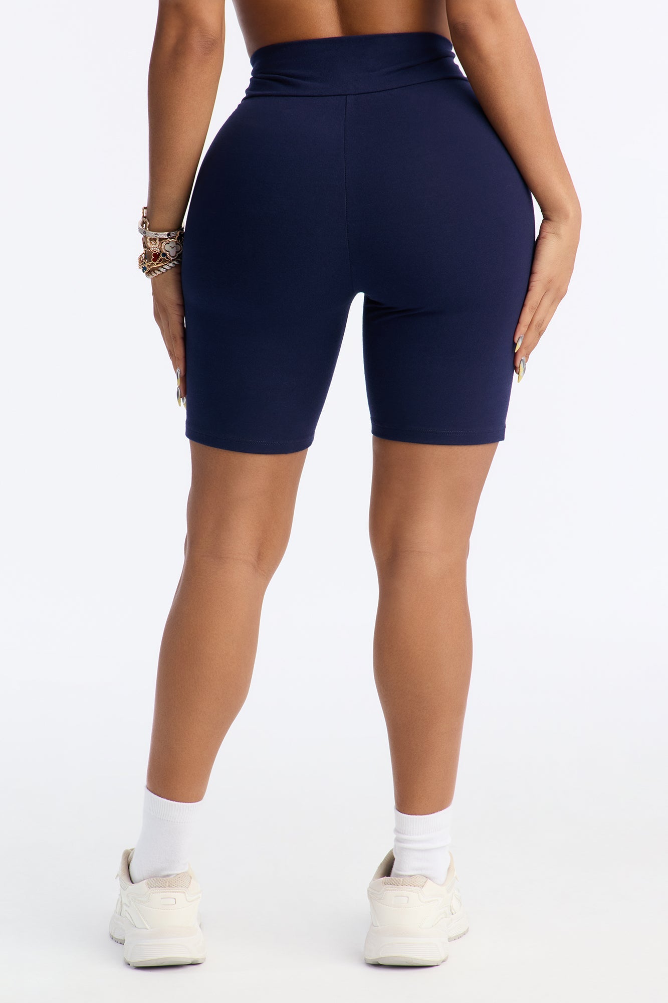 Quinn High Rise Everyday Cotton Biker Short 7″ - Navy