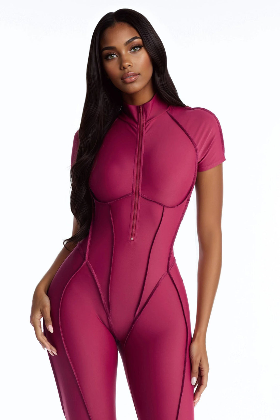 Lexia Backless Capri Leg Jumpsuit - Burgundy