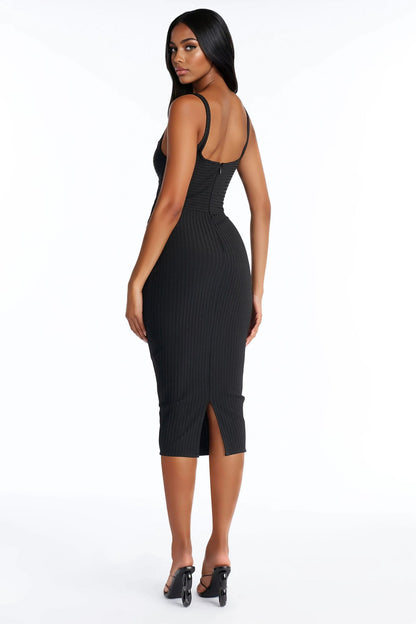 No Cuts Given Bandage Midi Dress - Black