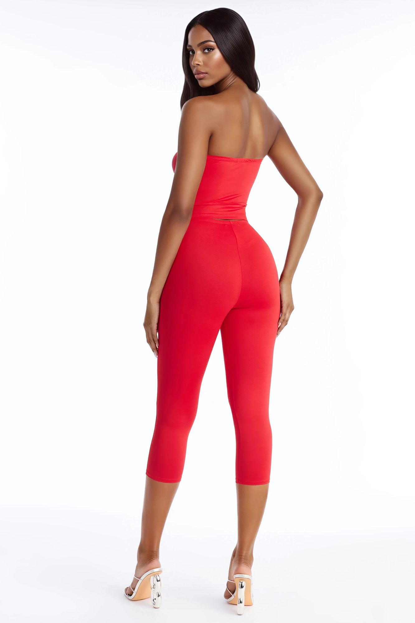 Moxi Hardware Tube Top Capri Set - Red