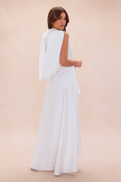 Dream In Pearl Draped Gown - Ivory