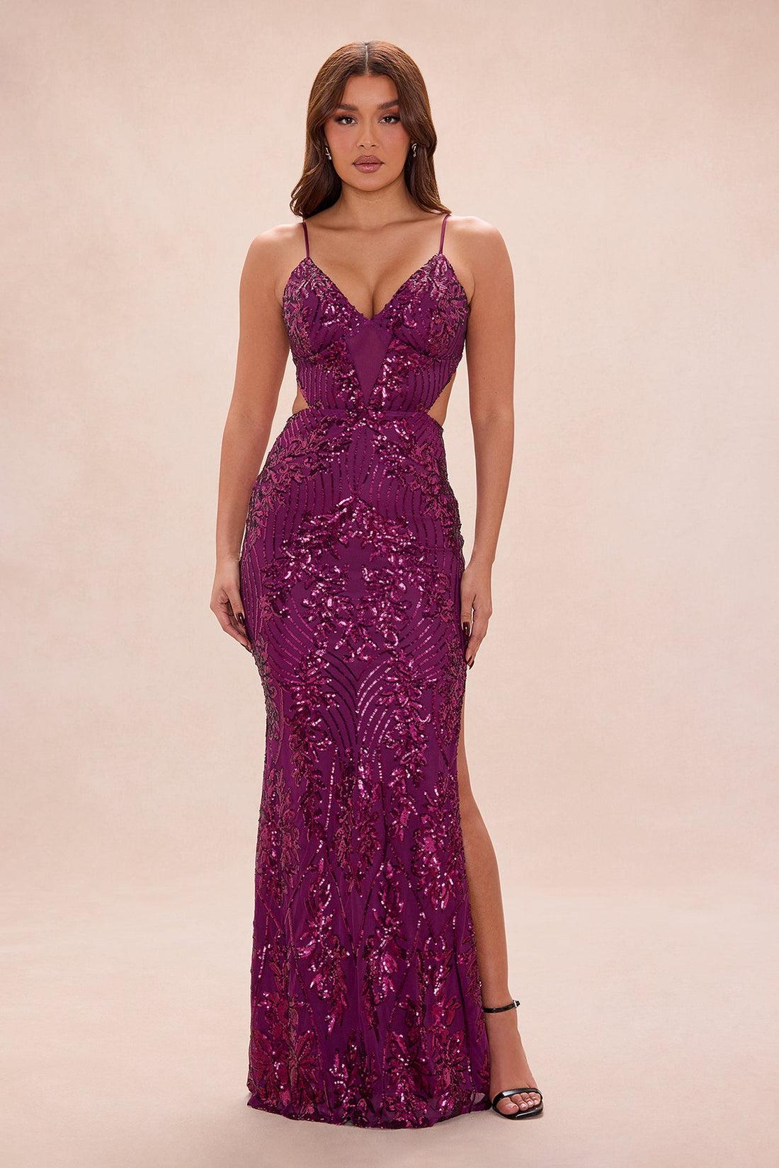 Only You Sequin Maxi Gown - Plum